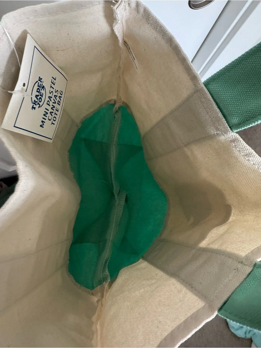 NWT Mint Trader Joe's Mini Pastel Canvas Tote Bag